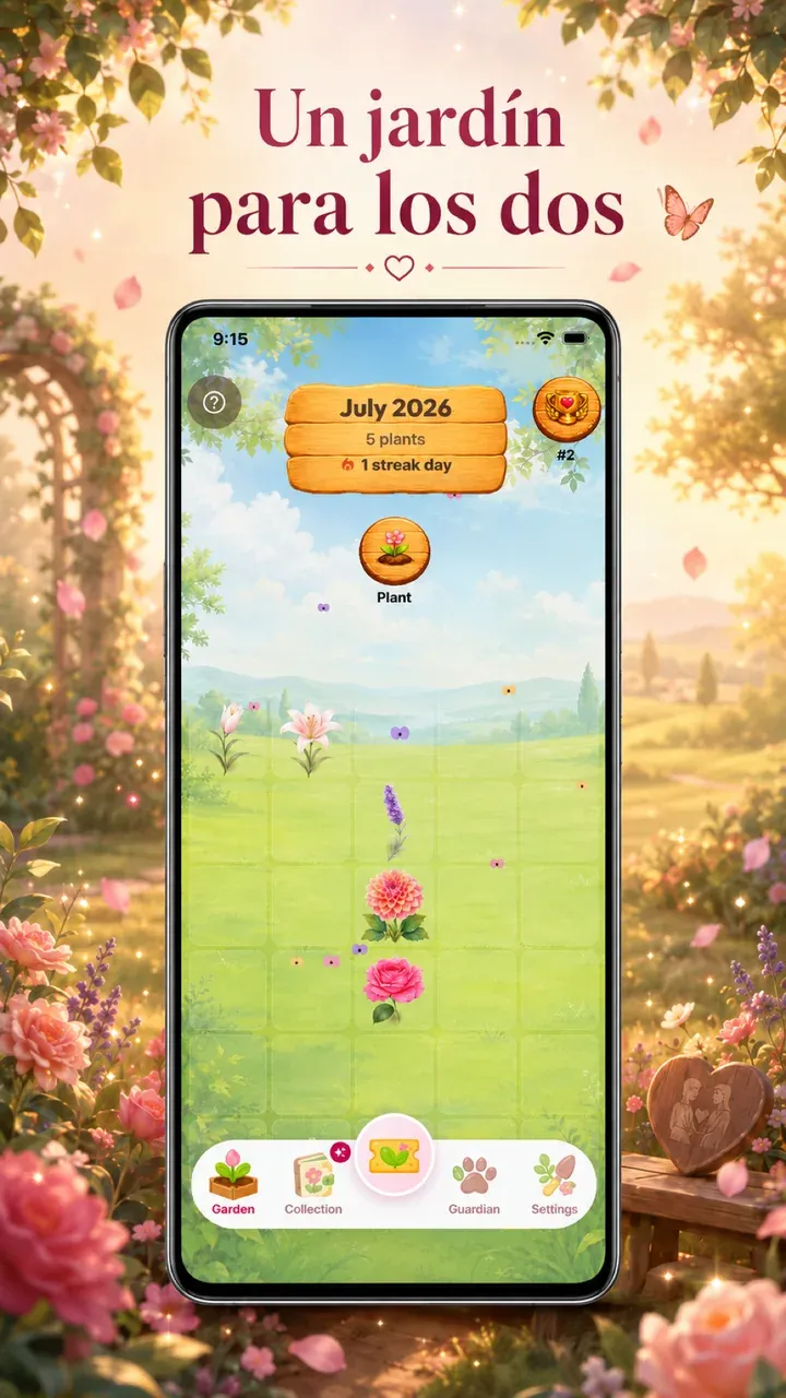 Pantalla del jardín compartido de Raíces del Amor