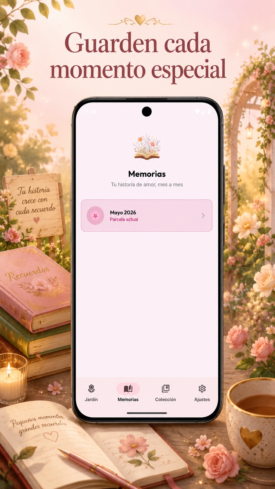 Pantalla de memorias mensuales del jardín